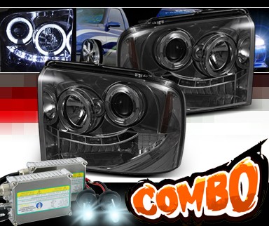 HID Xenon + Sonar® LED Halo Projector Headlights (Smoke) - 05-07 Ford F350 F-350 Super Duty