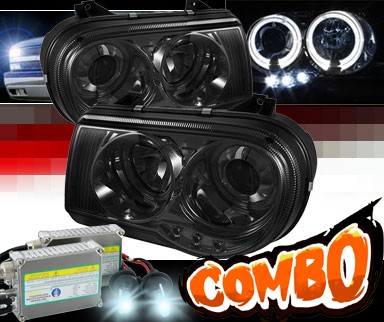 HID Xenon + Sonar® LED Halo Projector Headlights (Smoke) - 05-10 Chrysler 300C
