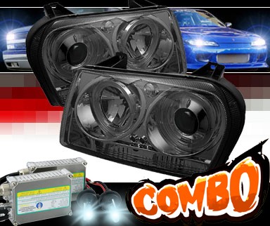 HID Xenon + Sonar® LED Halo Projector Headlights (Smoke) - 09-10 Chrysler 300
