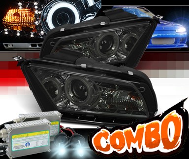 HID Xenon + Sonar® LED Halo Projector Headlights (Smoke) - 10-12 Ford Mustang (w/o Stock HID)