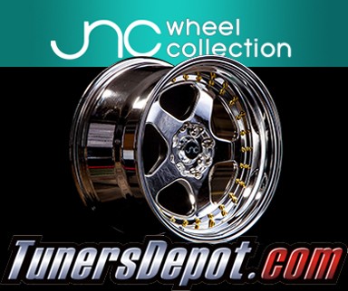 JNC Wheels - 15&quto; JNC010 Platinum Gold Rivet Rim - 4x100/4x114.3 - 15x9 inch (1 Single Wheel Only)