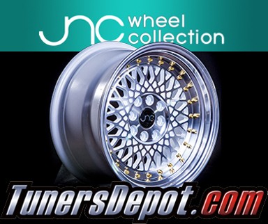 JNC Wheels - 15&quto; JNC031 White Machined Face Gold Rivet Rim - 4x100/4x114.3 - 15x8 inch (1 Single Wheel Only)