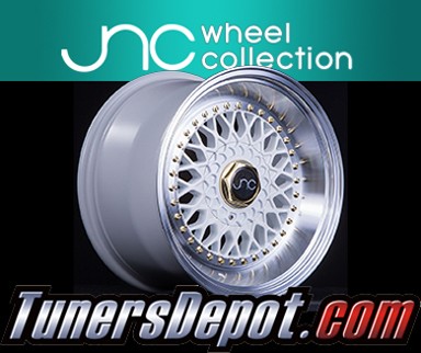 JNC Wheels - 17&quto; JNC004  White Machined Lip Gold Rivet Rim - 5x100/5x114.3 - 17x8.5 inch (1 Single Wheel Only)