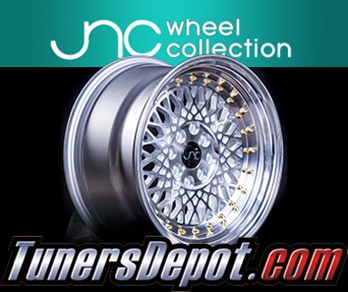 JNC Wheels - 17&quto; JNC031 Silver Machined Face Gold Rivet Rim - 4x100/4x114.3 - 17x9 inch (1 Single Wheel Only)