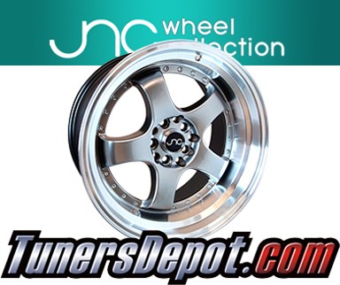 JNC Wheels - 18&quto; JNC017 Hyper Black Machined Lip with Chrome Rivets Rim - 5x100/5x114.3 - 18x8.5 inch (1 Single Wheel Only)