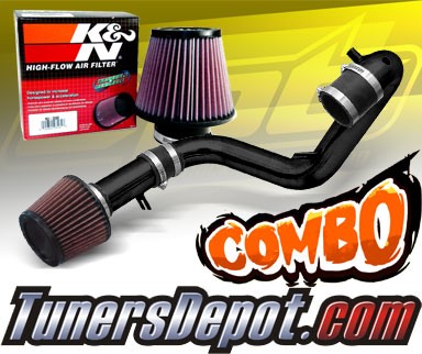 K&N® Air Filter + CPT® Cold Air Intake System (Black) - 01-05 Honda Civic DX/LX 1.7L 4cyl (MT)
