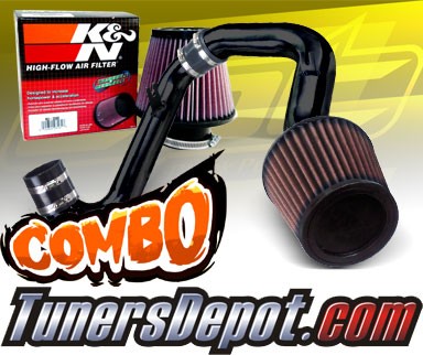 K&N® Air Filter + CPT® Cold Air Intake System (Black) - 01-05 Honda Civic EX 1.7L 4cyl (MT)