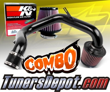 K&N® Air Filter + CPT® Cold Air Intake System (Black) - 03-04 Toyota Corolla 1.8L 4cyl