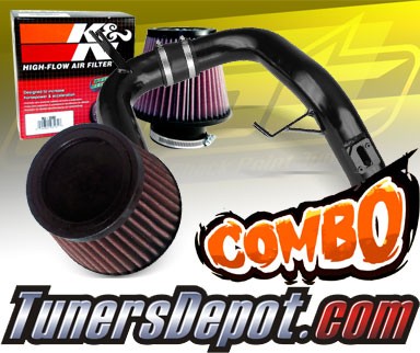 K&N® Air Filter + CPT® Cold Air Intake System (Black) - 12-15 Honda Civic 1.8L 4cyl