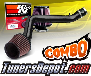 K&N® Air Filter + CPT® Cold Air Intake System (Black) - 99-00 Honda Civic SI DOHC 1.6L 4cyl