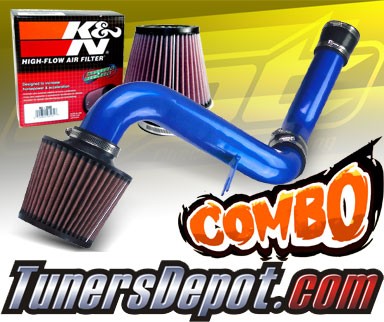 K&N® Air Filter + CPT® Cold Air Intake System (Blue) - 00-05 Mitsubishi Eclipse GT 3.0L V6