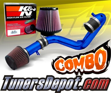 K&N® Air Filter + CPT® Cold Air Intake System (Blue) - 01-05 Honda Civic DX/LX 1.7L 4cyl (MT)