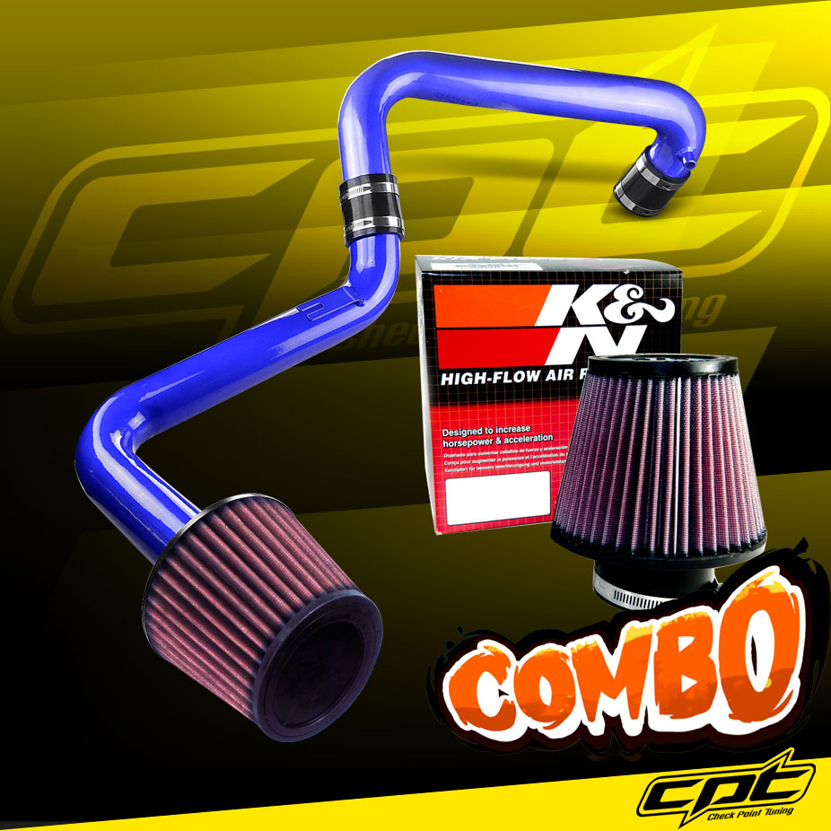 K&N® Air Filter + CPT® Cold Air Intake System (Blue) - 01-05 Honda Civic EX/DX/LX 1.7L 4cyl (AT)