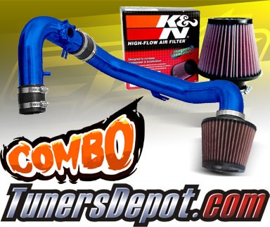 K&N® Air Filter + CPT® Cold Air Intake System (Blue) - 04-06 Mitsubishi Lancer Ralli Art 2.4L 4cyl (MT)
