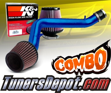K&N® Air Filter + CPT® Cold Air Intake System (Blue) - 99-00 Honda Civic SI DOHC 1.6L 4cyl