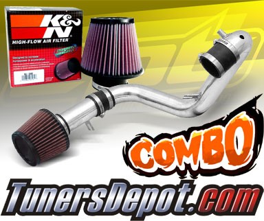 K&N® Air Filter + CPT® Cold Air Intake System (Polish) - 01-05 Honda Civic DX/LX 1.7L 4cyl (MT)