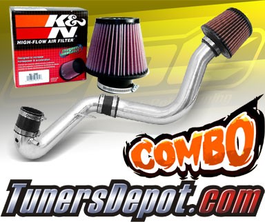 K&N® Air Filter + CPT® Cold Air Intake System (Polish) - 01-05 Honda Civic EX 1.7L 4cyl (MT)