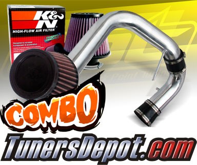 K&N® Air Filter + CPT® Cold Air Intake System (Polish) - 02-05 Mitsubishi Lancer 2.0L 4cyl (MT)