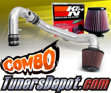 K&N® Air Filter + CPT® Cold Air Intake System (Polish) - 04-06 Mitsubishi Lancer Ralli Art 2.4L 4cyl (MT)