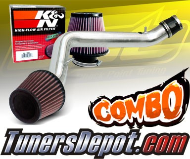 K&N® Air Filter + CPT® Cold Air Intake System (Polish) - 99-00 Honda Civic SI DOHC 1.6L 4cyl