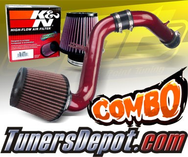 K&N® Air Filter + CPT® Cold Air Intake System (Red) - 01-03 Chrysler Sebring LXi 3.0L V6 (Exc. Convertible)