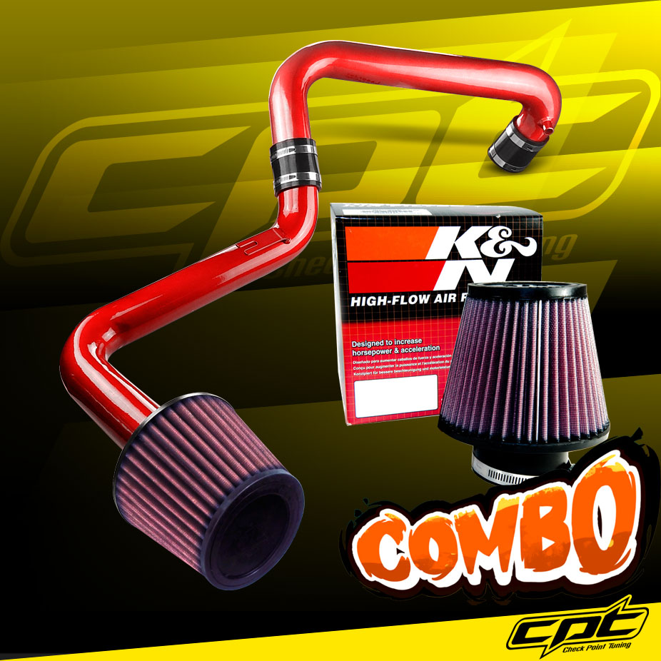 K&N® Air Filter + CPT® Cold Air Intake System (Red) - 01-05 Honda Civic EX/DX/LX 1.7L 4cyl (AT)