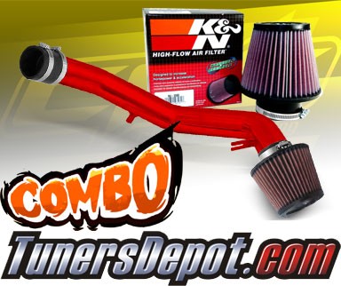 K&N® Air Filter + CPT® Cold Air Intake System (Red) - 01-06 VW Volkswagen Golf 1.8T 1.8L 4cyl