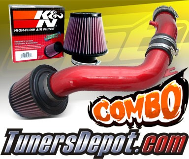 K&N® Air Filter + CPT® Cold Air Intake System (Red) - 02-06 Nissan Sentra Spec-V SE-R 2.5L 4cyl