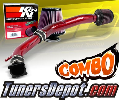 K&N® Air Filter + CPT® Cold Air Intake System (Red) - 03-07 Infiniti G35 2dr Coupe 3.5L V6 (MT)