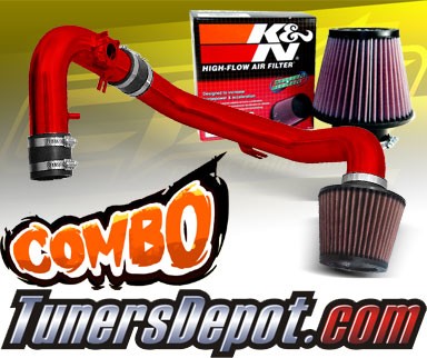 K&N® Air Filter + CPT® Cold Air Intake System (Red) - 04-06 Mitsubishi Lancer Ralli Art 2.4L 4cyl (MT)