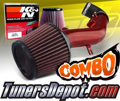 K&N® Air Filter + CPT® Cold Air Intake System (Red) - 08-10 Pontiac G6 2.4L 4cyl (with Air Pump)