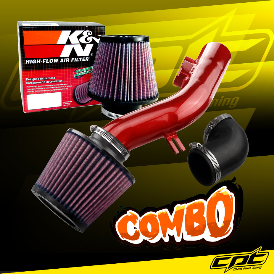 K&N® Air Filter + CPT® Cold Air Intake System (Red) - 08-12 Chevy Malibu 2.4L 4cyl (Without Air Pump)