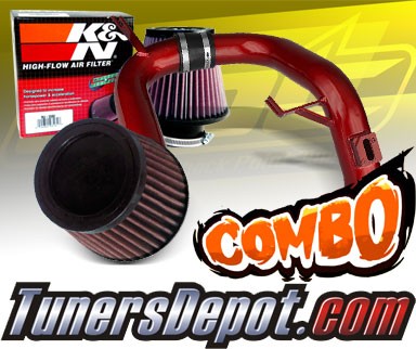 K&N® Air Filter + CPT® Cold Air Intake System (Red) - 12-15 Honda Civic 1.8L 4cyl