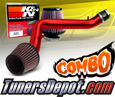 K&N® Air Filter + CPT® Cold Air Intake System (Red) - 99-00 Honda Civic SI DOHC 1.6L 4cyl