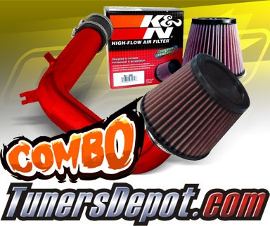 K&N® Air Filter + CPT® Cold Air Intake System (Red) - 99-05 VW Volkswagen Jetta IV 2.0L SOHC