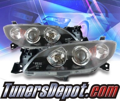 KS® CCFL Halo Projector Headlights (Black) - 04-07 Mazda 3 Sedan