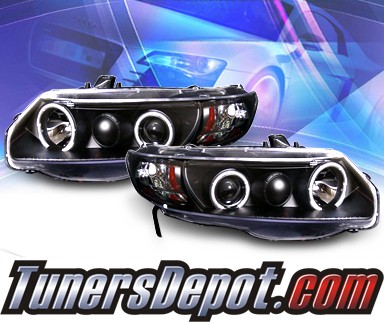 KS® CCFL Halo Projector Headlights (Black) - 06-11 Honda Civic 2dr.