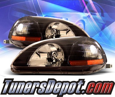 KS® Crystal Headlights (Black) - 96-98 Honda Civic 2/3/4dr.