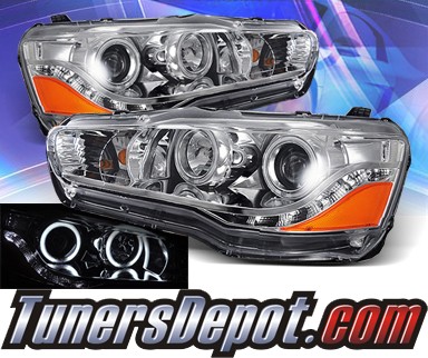 KS® DRL LED CCFL Halo Projector Headlights - 08-12 Mitsubishi Lancer (w/o Stock HID)
