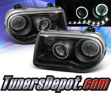 KS® DRL LED CCFL Halo Projector Headlights (Black) - 05-10 Chrysler 300C (w/o Stock HID)
