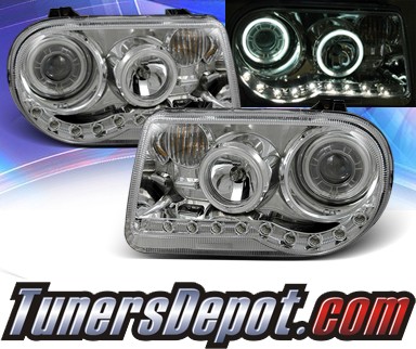 KS® DRL LED CCFL Halo Projector Headlights (Chrome) - 05-10 Chrysler 300C (w/o Stock HID)
