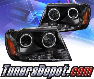 KS® DRL LED Halo Projector Headlights (Black) - 99-04 Jeep Grand Cherokee