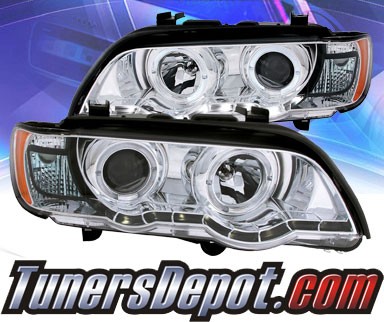 KS® DRL LED Halo Projector Headlights (Chrome) - 00-03 BMW X5 E53