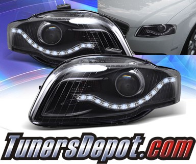 KS® DRL LED Projector Headlights (Black) - 06-08 Audi A4 (w/o Stock HID)
