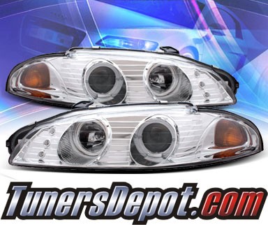 KS® Halo Projector Headlights - 97-99 Mitsubishi Eclipse with Amber Reflector