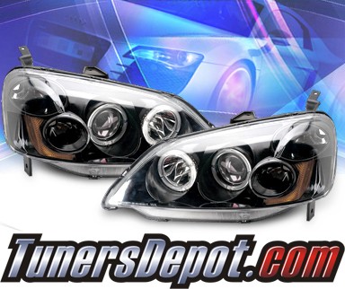 KS® Halo Projector Headlights (Black) - 01-03 Honda Civic 2/4dr.