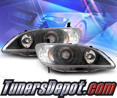 KS® Halo Projector Headlights (Black) - 04-05 Honda Civic 2/4dr.