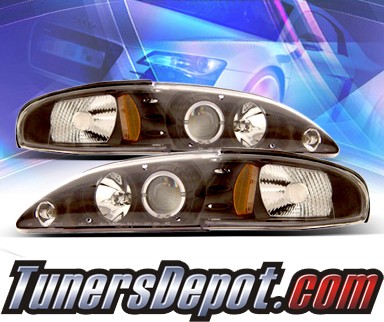 KS® Halo Projector Headlights (Black) - 94-98 Ford Mustang
