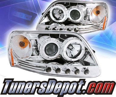 KS® LED Halo Projector Headlights (Chrome) - 97-03 Ford F-150 F150