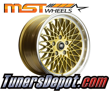 MST Wheels MT16 (Set of 4) - Universal 17x9.0 Gold w/Machined Lip (5x114.3, ET+20)